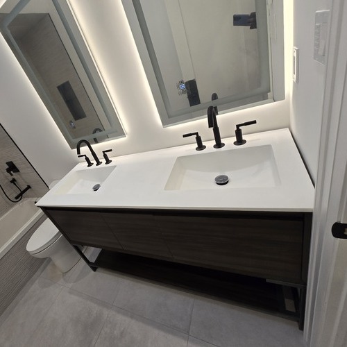 pair of bathroom sinks