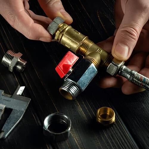 closeup of gas valves
