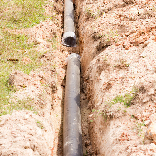a water line in the ground