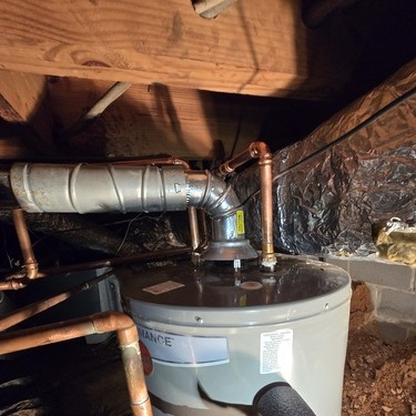 a water heater in a basement